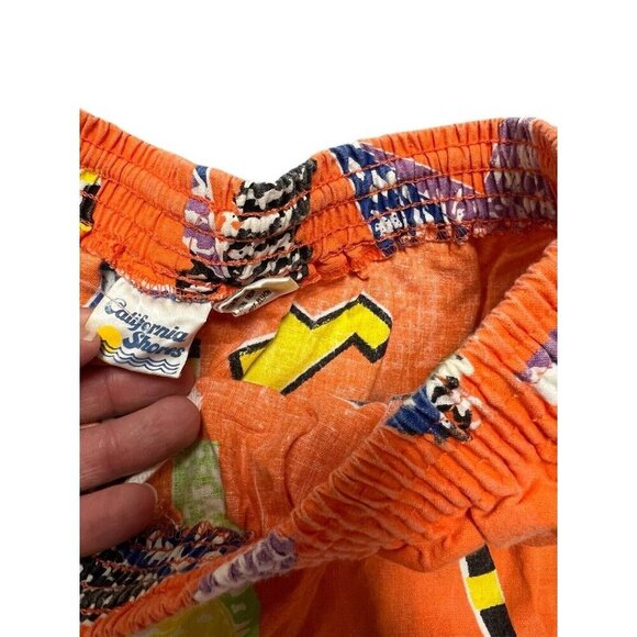 Vtg California Shores Cotton Shorts Bright Colors Medium Jams 80s 90s AC Slater - Picture 5 of 13